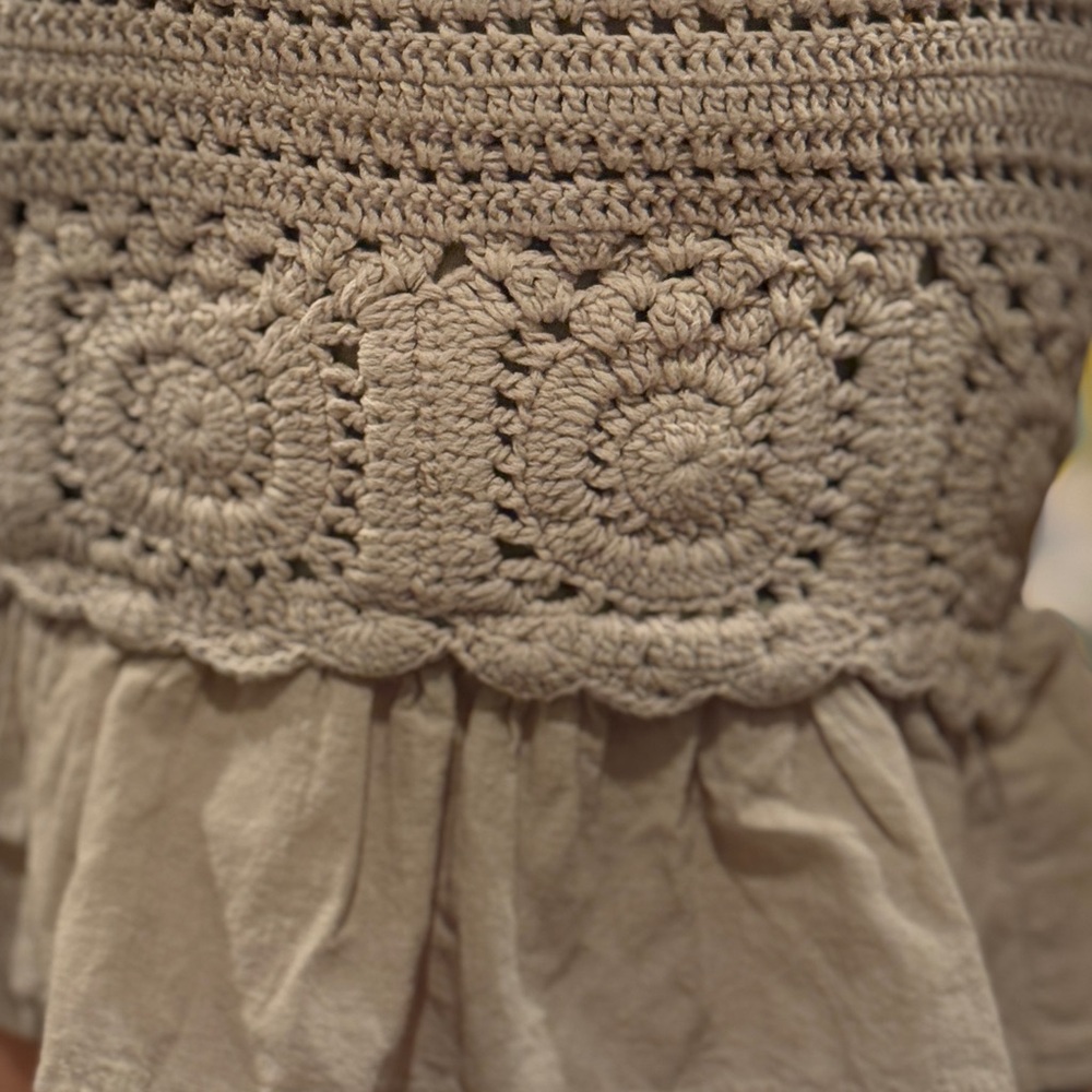 Vintage Crochet Boho Top | Linen Blend | Made in India Size S - Picture 6 of 7